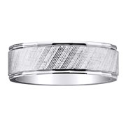 Stripe Carved 14K White Gold Wedding Band