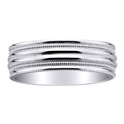 14K White Gold Designer 7mm Wedding Band