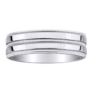 Milgrain and High Polish 14K White Gold Wedding Band