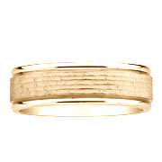 14K Yellow Gold Textured Center Wedding Band