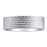 7mm Flat Textured 14K White Gold Wedding Band