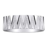 Zig Zag Carved 8mm 14K White Gold Wedding Band