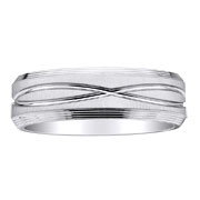 14K White Gold 7mm Carved Wedding Band
