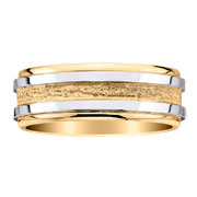 8mm 14K Two Tone Gold Designer Wedding Band