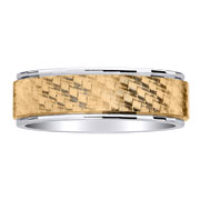 7mm 14K Two Tone Etched Design Wedding Ring
