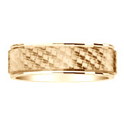 7mm 14K Yellow Gold Etched Design Wedding Ring