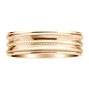 7mm Milgrain Pattern 14K Yellow Gold Wedding Ring
