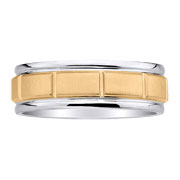 Two Tone 14K Gold 7mm Designer Wedding Band