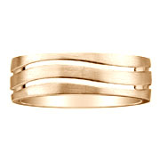 Brush Finish Double Wave Pattern 7mm 14K Band
