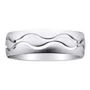 Double Carved Wave Pattern 14K White Gold Band