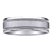 7mm Textured Center Milgrain Titanium Wedding Band