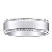 Carved Edge 14K White Gold Wedding Band