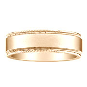 Carved Edge 14K Yellow Gold Wedding Band