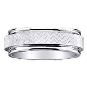 Wave Textured Pattern 14K White Gold Wedding Band