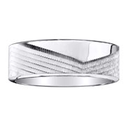 High Polished and Textured 14K White Gold Wedding Band