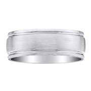 7mm Brush Finish 14K White Gold Wedding Band
