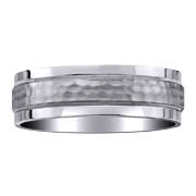 Titanium Raised Hammer Center Wedding Band