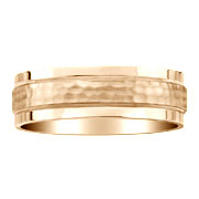 14K Yellow Gold Raised Hammer Center Wedding Band
