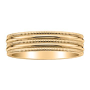 Three Row Milgrain 14K Yellow Gold Wedding Ring