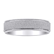 Milgrain and Satin Finish 14K White Gold Wedding Ring