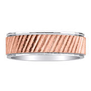 14K Two Tone Striped and Textured Wedding Ring
