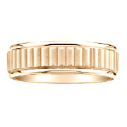 Bar Carved Center 7mm 14K Yellow Gold Wedding Band