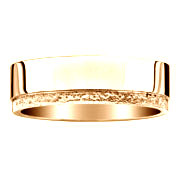 High Polished and Textured Edge 14K Yellow Gold Band