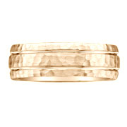 Hammer Finish 7mm 14K Yellow Gold Wedding Band