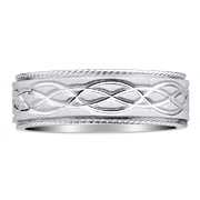 Intricate Carved 14K White Gold Wedding Band