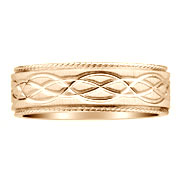 Intricate Carved 14K Yellow Gold Wedding Band