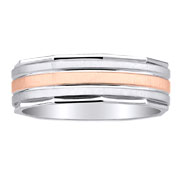 14K White and Rose Gold Designer Wedding Band