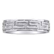 Greek Key Design 14K White Gold Wedding Ring
