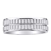 Split Square Design 14K White Gold Wedding Band
