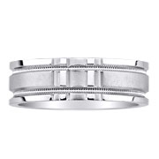 Milgrain Designer 14K White Gold Wedding Ring