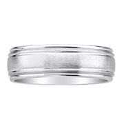 14K White Gold 7mm Brush Finish Wedding Band