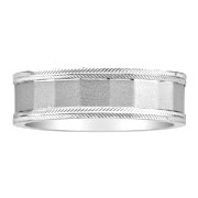 14K White Gold Carved Edge Wedding Band