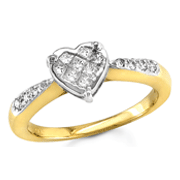 0.33 tcw Diamond Quality SI2 Color H/I Heart Ring