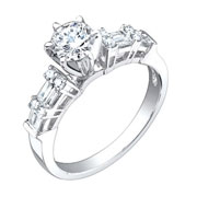 18K White Gold Round Diamond Center Engagement Ring (1.08 ctw)