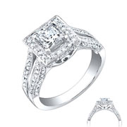1.30 ctw Princess Diamond Center Square Top 18K Engagement Ring