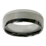 8mm Bevel Brushed Tungsten Carbide Wedding Ring