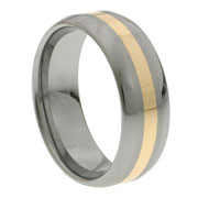 Comfort Fit 14kt Yellow Gold Tungsten Wedding Ring