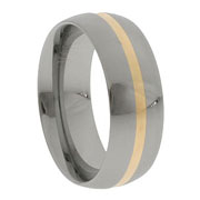 Tungsten Carbide 14K Yellow Gold Inlay Ring