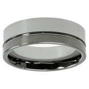 Designer Satin and Polished 8mm Tungsten Carbide Band