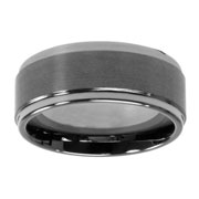 Raised 9mm Tungsten Mens Wedding Band