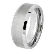 Beveld Edge Tungsten Carbide Satin Finish 8mm Ring
