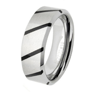 Tungsten Carbide Black Resin Inlay Beveled Edge 8mm Ring