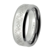 Celtic Tungsten Carbide Polished Laser Engraved 8mm Ring