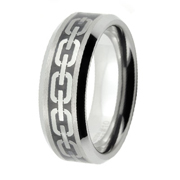 Tungsten Carbide Black Carbon Fiber with Chain Link Ring