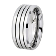 Tungsten Carbide Black Resin Inlay Beveled Edge 9mm Ring