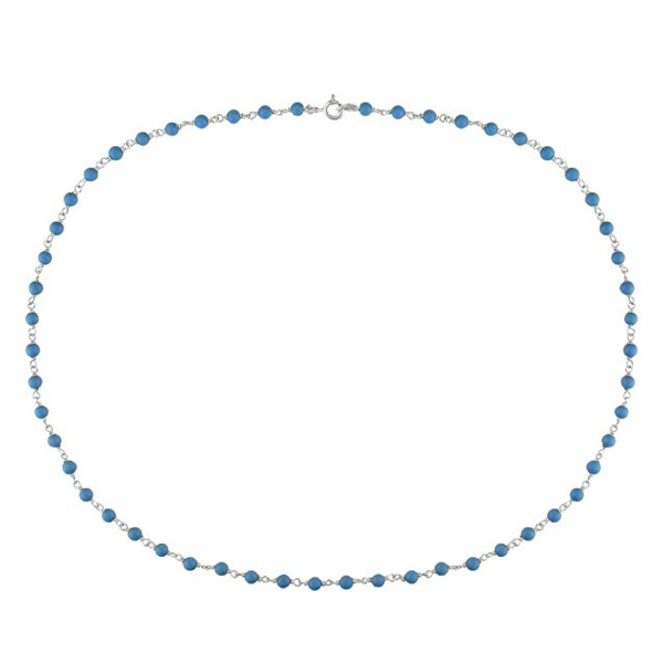 16 Sterling Silver Turquoise Bead Necklace